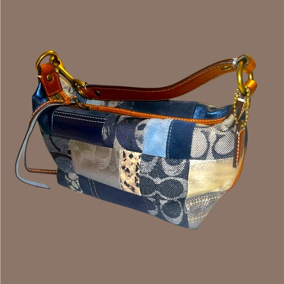 Coach Patchwork Shoulder Bag - Blue and Brown - Picture 1 of 11